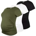 M.M.C. Umstandsshirt Basic Umstandsmode Kurzarm (3-tlg) schwarz XL