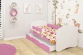 ACMA II Jugendbett Kinderbett 180 x 80 Junior-Bett Komplett-Set mit Matratze Lattenrost und Rausfallschutz Weiß / Rosa, mit Bettkasten, Kinderzimmer