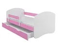 ACMA Kinderbett 180x80 cm Rosa mit mit Matratze und Lattenrost - Juniorbett mit Rausfallschutz, Belastbar bis 120 kg,Variante mit Schublade