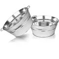 BigDean Pflanzschale XL Zinkwanne Ø 48,5cm x 21,5cm H - massiv + wasserdicht zum Bepflanzen silberfarben Ø 48.5 cm x 21.5 cm