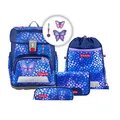 Step by Step Schulranzen-Set Cloud „Butterfly Maja“ 5-teilig, ergonomischer Tornister, höhenverstellbar mit Hüftgurt, für die Grundschule, ab der 1. Klasse, 19L, blau-rosa, Schmetterlings-Design