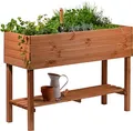dobar® 58130FSCe Großes Hochbeet XXL mit Ablagefläche | Erhöhtes Gemüsebeet Massivholz | Kräuterbeet Wetterfest | Pflanzkasten für Balkon/Garten/Terrasse | 117 x 40 x 80 cm | Braun