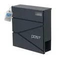SCHARTEC® Design Briefkasten SPB-3 anthrazit mit Zeitungsfach modern & groß Wandbriefkasten Postkasten