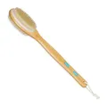 Relaxdays Rückenbürste, doppelseitige Duschbürste, langer Stiel, 44 cm, mit Anti-Rutsch-Pads, zum Duschen, natur/weiß