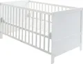 roba Kombi-Kinderbett, 70 x 140 cm, weiß, 3-fach verstellbar, Schlupfstäbe, umbaubar zum Juniorbett