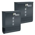 SONGMICS Briefkasten, 2er Set, Wandbriefkasten, Schloss mit Kupfer-Schließzylinder, drehbare Abdeckung, Zeitungsfach, Sichtfenster, Namensschildhalter, abschließbar, anthrazit GMB20AG02