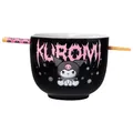 Silver Buffalo Sanrio Hello Kitty und Friends Kuromi Keramik-Ramen-Nudel-Reisschale mit Essstäbchen, mikrowellengeeignet, 590 ml