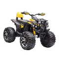HOMCOM Elektro Quad für Kinder, 12V 10Ah Kinder Quad mit Vorwärts-, Rückwärtsfunktion, 2 Motor, USB-Anschluss, MP3-Musikplayer, Kinderfahrzeug mit Scheinwerfer 3-8 km/h, für 3-5 Jahre, Gelb