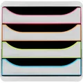 Exacompta 310913D 1x Exacompta, BIG-BOX Schubladenbox, 4 offene Laden, Serie Black Office - Schwarz/Harlekin