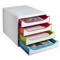 Exacompta 310913D Premium Ablagebox mit 4 Schubladen für DIN A4+ Dokumente. Belastbare Schubladenbox mit hoher Kapazität für mehr Platz auf dem Schreibtisch Big Box Black Office Harlekin Weiß|Bunt