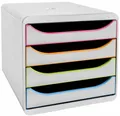 Exacompta Schubladenbox Big Box 310913D Weiß/Harlekin 4 Schübe DIN A4