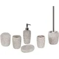Beliani - Badezimmer Set Weiß Naturstein Dolomit 6-teilig Terrazzo Optik Zahnputzbecher Seifenschale Seifenspender Toilettenbürste Becher Accessoires