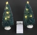 2er Set künstliche Tanne Dekotanne 15cm mit weißer LED Lichterkette warmweiß