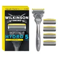 Wilkinson Sword - Hydro 5 Ultimate Rasierer für Männer, Rasiergriff + 5 Rasierklingen, Feuchtigkeitsspendende Gel-Pools und Schockabsorptions-Technologie