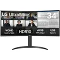 LG UltraWide 34WR50QK-B, 34" 34", 5ms (GtG), 3440x1440, 100Hz, VA, entspiegelt, 300cd/m2,  curved (1800R/1.8m), 1x DP 1.4, 2x HDMI 2.0, 3.5mm LineOut,  neigbar (+15/-5Grad)
