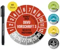 Frank Paperman® 60x DGVU V3 Prüfplaketten rot 20 mm Durchmesser inkl. Folienstift, Prüfplaketten Nächster Prüftermin, UV-beständig, Hohe Klebkraft, 5 Farben, 2 Größen
