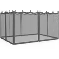 4er-set Moskitonetze Für Pergola 3x4 Grau Mit Reißverschluss + Haken