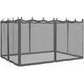 IDMarket - 4er-Set Moskitonetze für Pergola 3x4 grau mit Reißverschluss + Haken