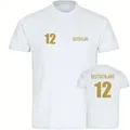 multifanshop T-Shirt Kinder Deutschland - Trikot 12 Gold - Boy Girl weiß 140