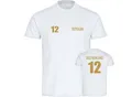 multifanshop Kinder T-Shirt - Deutschland - Trikot Nummer 12 Gold - Druck gold metallic - Kind