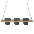 UNUS Kräuterbar Grau Bambus 60 x 16 cm Kräuterregal zum Aufhängen mit Drahtseil, Kräuterhalter für Küche, Balkon, Terrasse, Nachhaltiges Hängeregal für Pflanzen und Kräuter