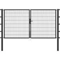 Metallzaun Doppeltor für Doppelstabmatte Anthrazit z. Einbeton. 140 cm x 400 cm
