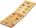 Relaxdays Kalaha Spiel, klappbar, aus Holz, 48 Steine, für 2 Personen, Kinder & Erwachsene, Mancala Brettspiel, natur