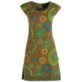Vishes Tunikakleid Kurzarm Damen Sommer-Kleid Longshirt-Kleid Mini-Kleid Tunika-Kleid Hippie, Boho, Goa Style grün 48