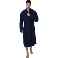 Wewo fashion Unisex-Bademantel 3049, Langform, Leichtfrottier, Kimono-Kragen, Gürtel, leichter Reisebademantel blau 62/64