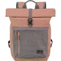 Travelite Rucksack Basics Rollup, 60 cm, mit Laptopfach, Rolltop, rosa / grau, Polyester, 35 Liter