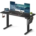 SONGMICS Schreibtisch Höhenverstellbarer elektrisch, 100/120/140/160/180 cm, USB-C-Anschluss, Memory-Funktion für 4 Höhen, mit Stoff-Organizer schwarz 140 cm x 60 cm