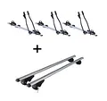 VDP Dachträger (Für Ihren Skoda Roomster 5J ab '06, Dachträger und drei Fahrradträger/Fahrradhalter im Set), 3x Fahrradträger SAGITTAR + Dachträger Rio 120 kompatibel mit Skoda Roomster 5J ab '06