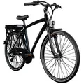Elektrofahrrad Alu-City Herren Adore 113E, Schwarz, Metall, Display mit Led, Beleuchtung vorne und hinten, Antirutschpedale, Rücklicht, Seitenständer, Freizeit, Sport & Fitness, Fahrräder
