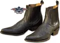 Herren Damen Western Cowboy Biker Leder Stiefelette Boots »WB-08« Schwarz