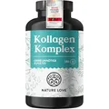NATURE LOVE® Kollagen Komplex – 180 Kapseln – mit Hyaluron, Biotin, Selen, Zink, Vitamin C aus Acerola & Silicium aus Bambusextrakt – Collagen hochdosiert – laborgeprüft und in Deutschland produziert