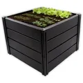 KHW | Hochwertiges Hochbeet | Demeter M | platzsparend | 82 × 82 × 61 cm - 336 Liter | ideal für Urbane Gärten | nachhaltiges Gärtnern | förd... - Grau