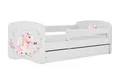 Kids Collective Kinderbett Jugendbett Kinderbett mit Rausfallschutz, Lattenrost & Schublade, 180x80 mit Matratze, in weiß Mädchen Bett rosa Pferd