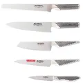 GLOBAL G-2951138R Messerset 5-teilig – japanisches Profi-Messerset aus Cromova 18 Edelstahl bestehend aus G-2, G-9R, GS-5, GS-11, GS-38