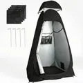 Camping Toilettenzelt Duschzelt Wurfzelt Pop Up Umkleidezelt Privatsphäre Toilettezelt Umkleidekabine Lagerzelt Mobile Outdoor WC Zelt für Camping & Beach, mit Tragetasche(UV 50+) (Schwarz)