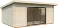 Palmako Gartenhaus Lea 19,4 m² Plus mit Isolierglas-Schiebetür - 44 mm naturbelassen