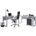 BMG-Möbel Büromöbel-Set Office Edition, Schreibtisch & Rollcontainer, lichtgra / anthrazit
