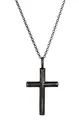 Kuzzoi Exklusive Herren Halskette oxidiert geschwärzt mit Kreuz Anhänger (30 mm) im Basic Style, Massive Kette für Mann und Freund mit religiösem Kreuz aus 925 Sterling Silber, Länge 60 cm (Black)