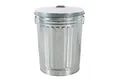 HAC24 Mülleimer Zink Abfalleimer Silber Garten Tonne Mülltonne Zinktonne Abfalltonne, mit Deckel 58 Liter und Tragegriffe
