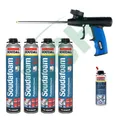 SOUDAL Set 4: Schaumpistole + 4 x 750 ml Pistolenschaum Soudafoam Gun + Reiniger
