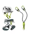 EDELRID Klettersteigset Kit mit Klettergurt Skye und Cable Kit sowie Kletterhelm Zodiac, Größe:L-XL