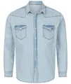 Rock Creek Herren Jeans Hemd Herrenhemd Denim Jeanshemd Vintage mit druckknöpfen Regular Fit Stehkragen Kentkragen Langarm Männer Hemd H-322 Hellblau 3XL