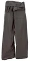 GURU SHOP Thai Fischerhose aus Gestreiftem Webstoff, Loose fit Baumwoll Wickelhose, Weite Yogahose - Dunkelbraun, Herren/Damen