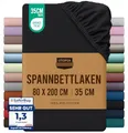 Utopia Bedding - Spannbettlaken 80x200cm - Schwarz - Gebürstete Mikrofaser Spannbetttuch - 35 cm Tiefe Tasche