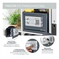 HMF Safe Tresor für Zuhause, Hotel oder Büro, Möbeltresor mit Zahlenschloss für DIN A5 Dokumente, 31 x 20 x 20 cm, Anthrazit