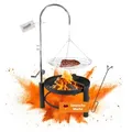 Holzkohlegrill mit stabiler Feuerschale, Schwenkgrill mit höhenverstellbarem Grillrost